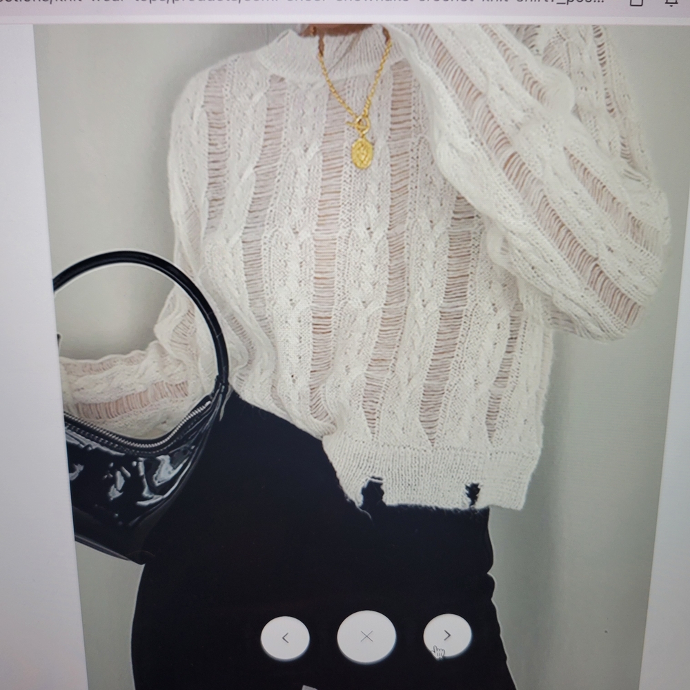 Commense White Cable Knit Sweater - Picture 2 of 7
